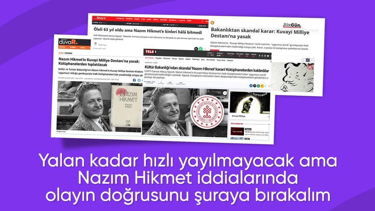 Nazım Hikmet kitabı kütüphanelerden kaldırıldı yalanına DMM son noktayı koydu